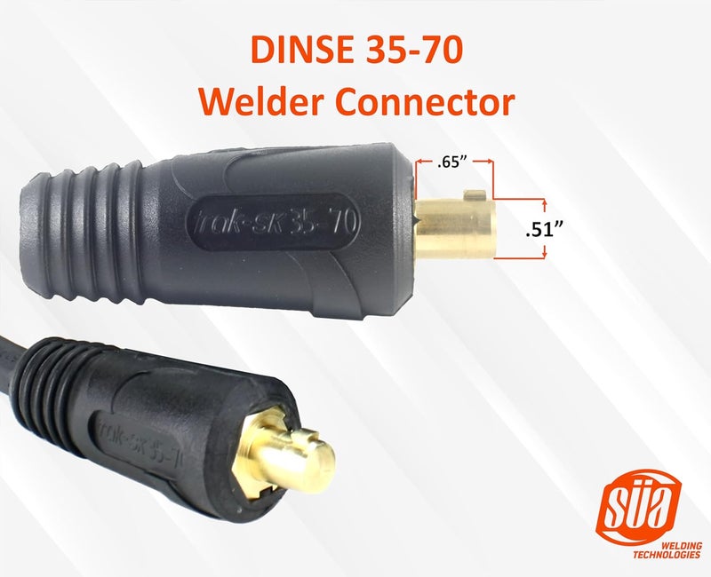 Sa - 300 Amp Welding Ground Clamp Lead Assembly - Dinse 35-70 Connector - #1 AWG 100% Copper Cable (15 FEET) - Image 2