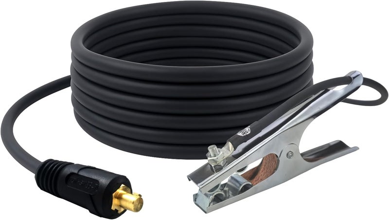 Sa - 300 Amp Welding Ground Clamp Lead Assembly - Dinse 35-70 Connector - #1 AWG 100% Copper Cable (15 FEET) - Image 1