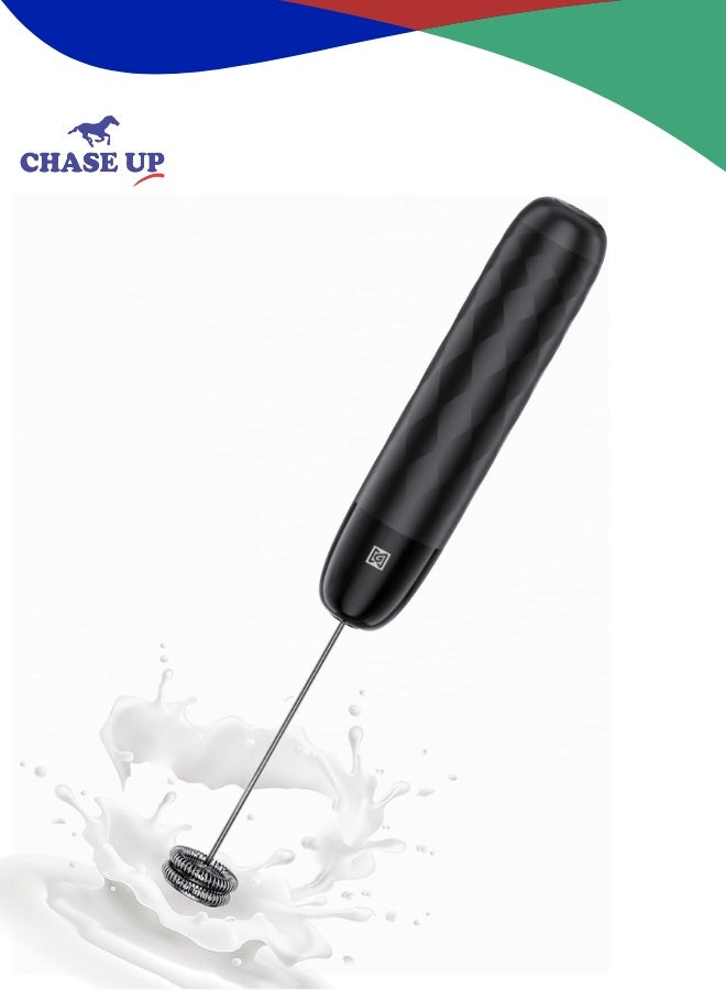 Chase Up Rechargeable Milk Frother, Handheld Electric Foam Maker Detachable Stainless Steel Whisk Drink Mixer Foamer Mini Blender for Matcha, Lattes, No Stand, LunaFro Mini (Black) - Image 1