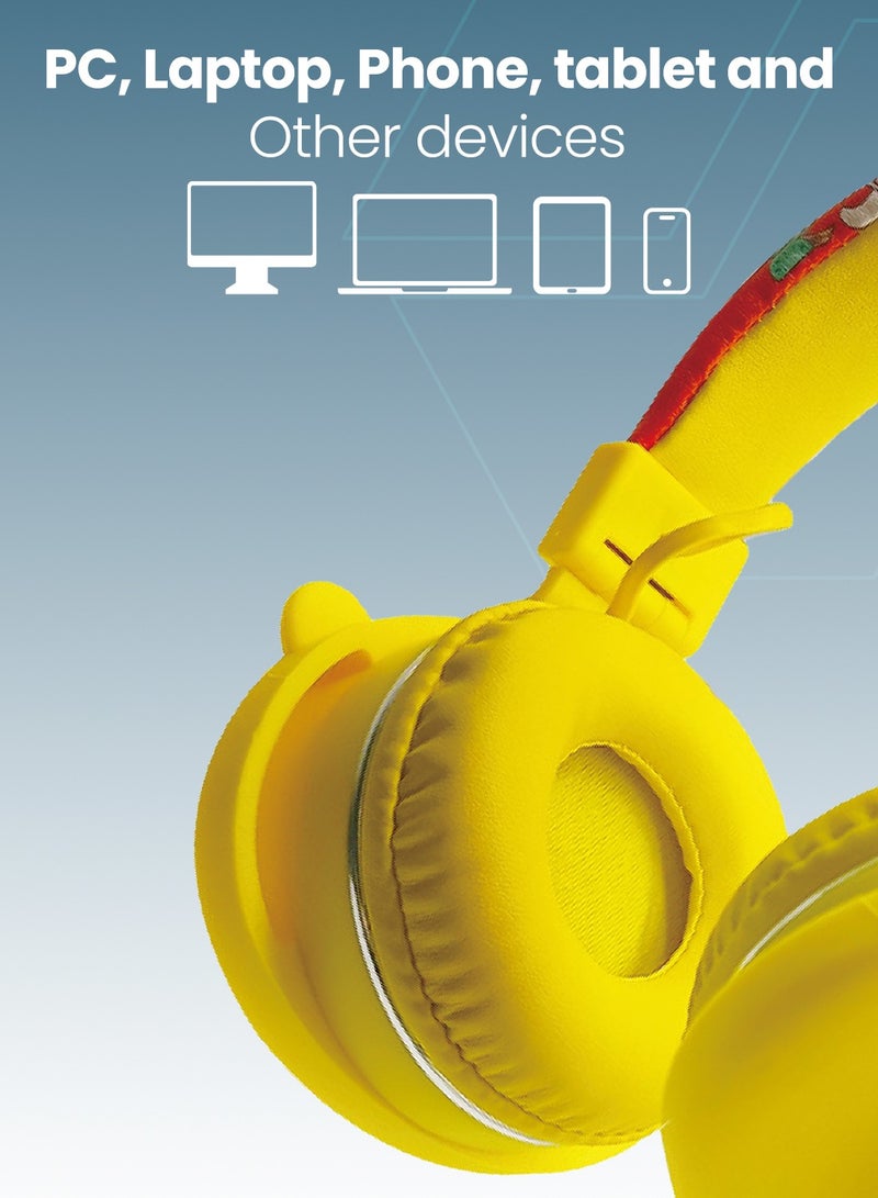 Moxedo Junior Wireless On-Ear Headphones for Kids Adjustable Foldable Design Stereo Headphone 90dB with Built-In Microphone Compatible for iPad/Phone/Tablet and Other Devices (Junior Happy Furry King) - Image 5