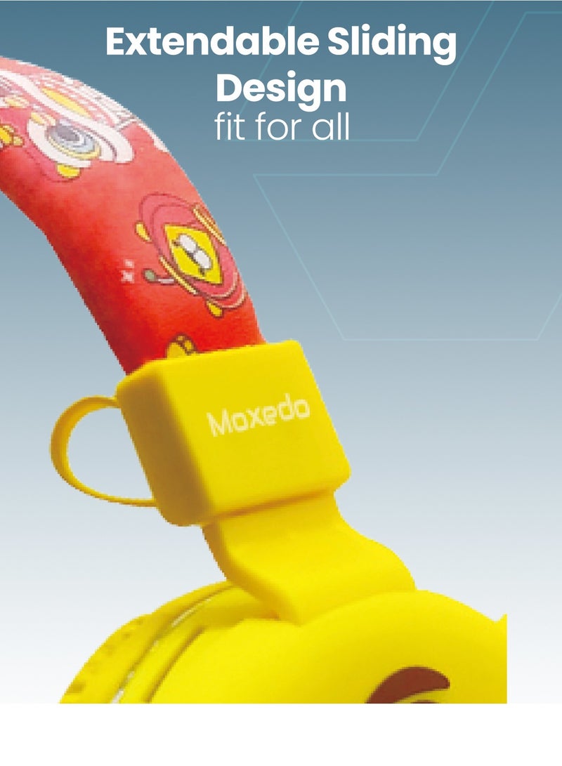 Moxedo Junior Wireless On-Ear Headphones for Kids Adjustable Foldable Design Stereo Headphone 90dB with Built-In Microphone Compatible for iPad/Phone/Tablet and Other Devices (Junior Happy Furry King) - Image 2