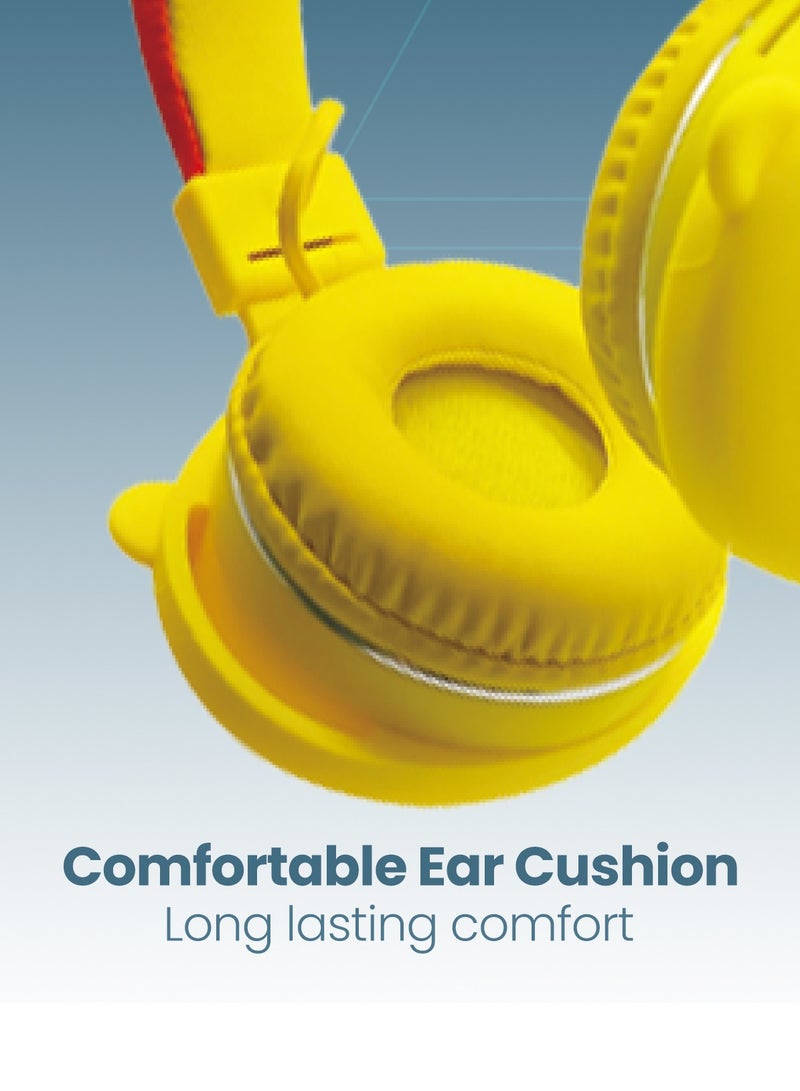 Moxedo Junior Wireless On-Ear Headphones for Kids Adjustable Foldable Design Stereo Headphone 90dB with Built-In Microphone Compatible for iPad/Phone/Tablet and Other Devices (Junior Happy Furry King) - Image 3