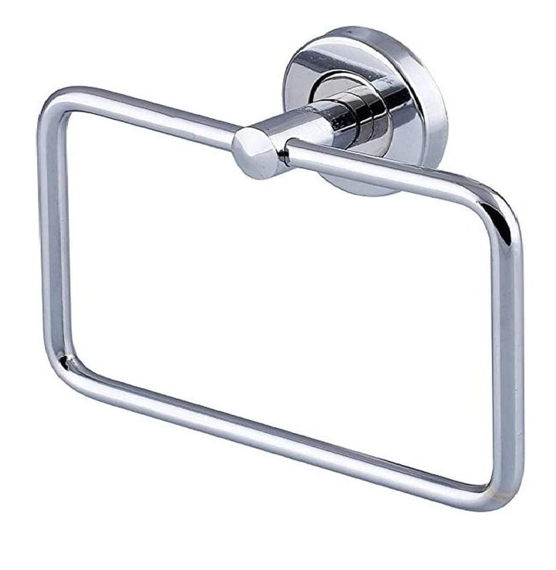 Naivete Bath Towel Ring Square Stainless Steel Swivel Hand Towel Holder Contemporary Bathroom Toilet Kitchen Home Storage Drying Rack Set of 1 ChromeSquare - Image 1