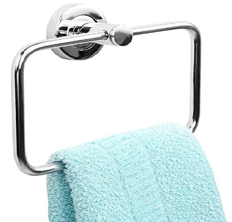 Naivete Bath Towel Ring Square Stainless Steel Swivel Hand Towel Holder Contemporary Bathroom Toilet Kitchen Home Storage Drying Rack Set of 1 ChromeSquare - Image 5