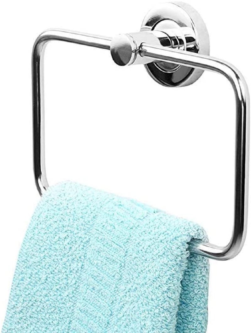 Naivete Bath Towel Ring Square Stainless Steel Swivel Hand Towel Holder Contemporary Bathroom Toilet Kitchen Home Storage Drying Rack Set of 1 ChromeSquare - Image 3