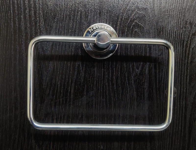 Naivete Bath Towel Ring Square Stainless Steel Swivel Hand Towel Holder Contemporary Bathroom Toilet Kitchen Home Storage Drying Rack Set of 1 ChromeSquare - Image 2