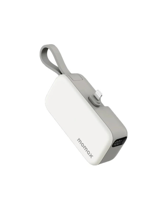 momax IP130MFIW 1-Power Mini 20W 5000mAh 3-in-1 Battery Pack with Lightning Plug -White - Image 1