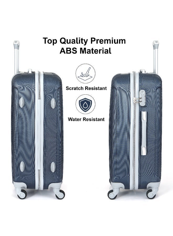 SENATOR Hard Case Travel Bag Medium Checked Luggage Trolley ABS Lightweight Suitcase with 4 Spinner Wheels KH132, Navy Blue - Image 3