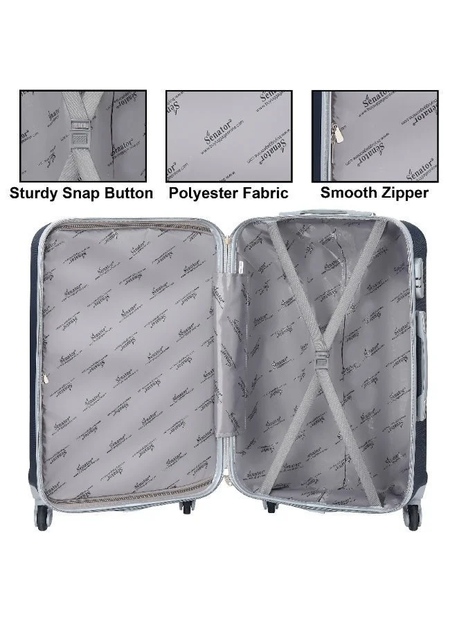 Senator 24 Hard Case Travel Bag Medium Checked Luggage Trolley ABS Lightweight Suitcase with 4 Spinner Wheels KH132, Navy Blue  | Best Price UAE