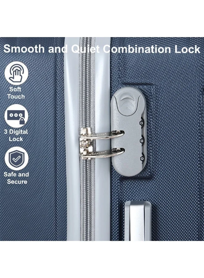 Senator 24 Hard Case Travel Bag Medium Checked Luggage Trolley ABS Lightweight Suitcase with 4 Spinner Wheels KH132, Navy Blue  | Best Price UAE