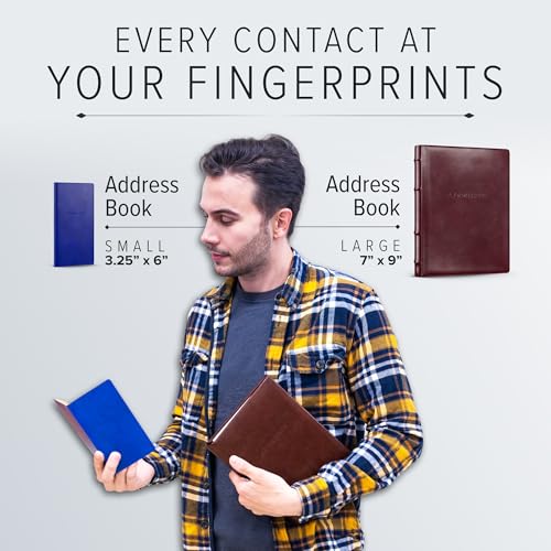 Gallery Leather Small Address Book with Alphabetical Tabs up to 403 Records, Leather Notebook Hardcover, Telephone and Address Books - 6x3.25", Pocket Address, Acadia Navy - Image 5
