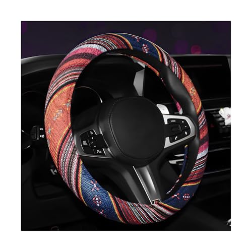 FSTURIOS Boho Steering Wheel Cover 15 Inch Coarse Flax Cloth Ethnic Style AntiSlip Car Wheel Wrap Universal Breathable Bohemian Steering Wheel Protector for Cars Vans Trucks C - Image 1