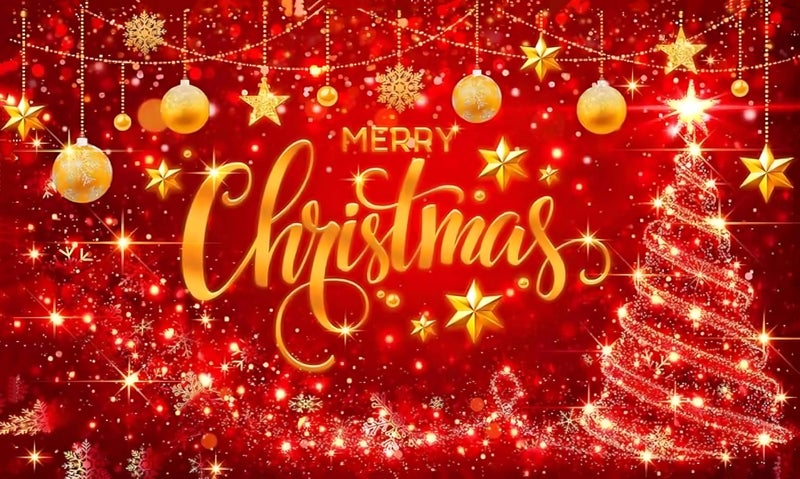 Backdropon Red Merry Christmas Backdrop Glitter Bokeh Sparkle Snowflake Photography Background Xmas Party Decoration Photo Banner Booth Tapestry Size 5Feet Height & 8Feet Width(5 * 8) - Image 1