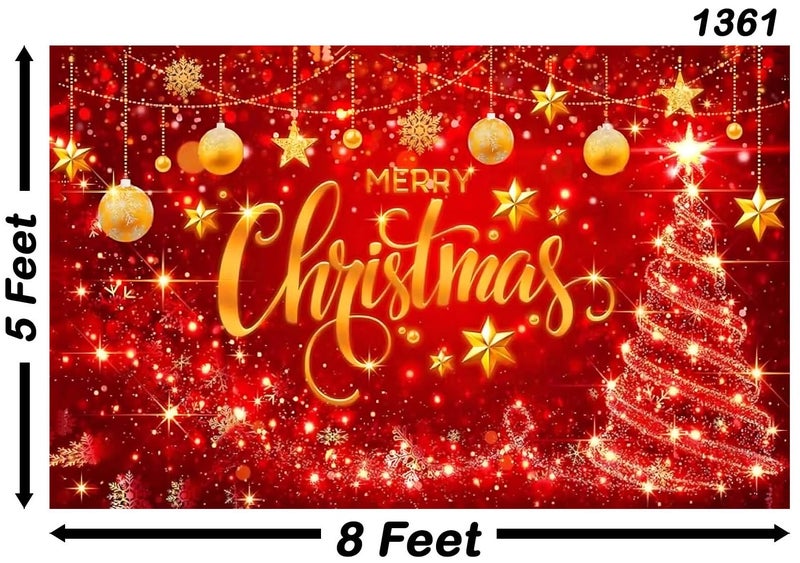 Backdropon Red Merry Christmas Backdrop Glitter Bokeh Sparkle Snowflake Photography Background Xmas Party Decoration Photo Banner Booth Tapestry Size 5Feet Height & 8Feet Width(5 * 8) - Image 3