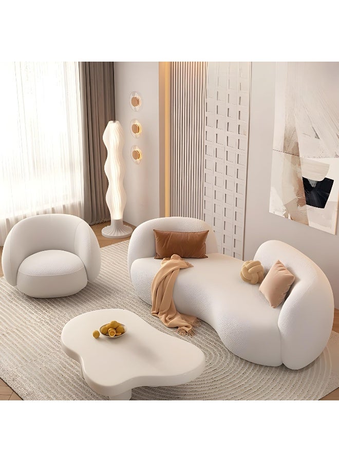 Comfynest Comfynest Contemporary White Curved Sofa With Tight Back For Living Room  - Image 3