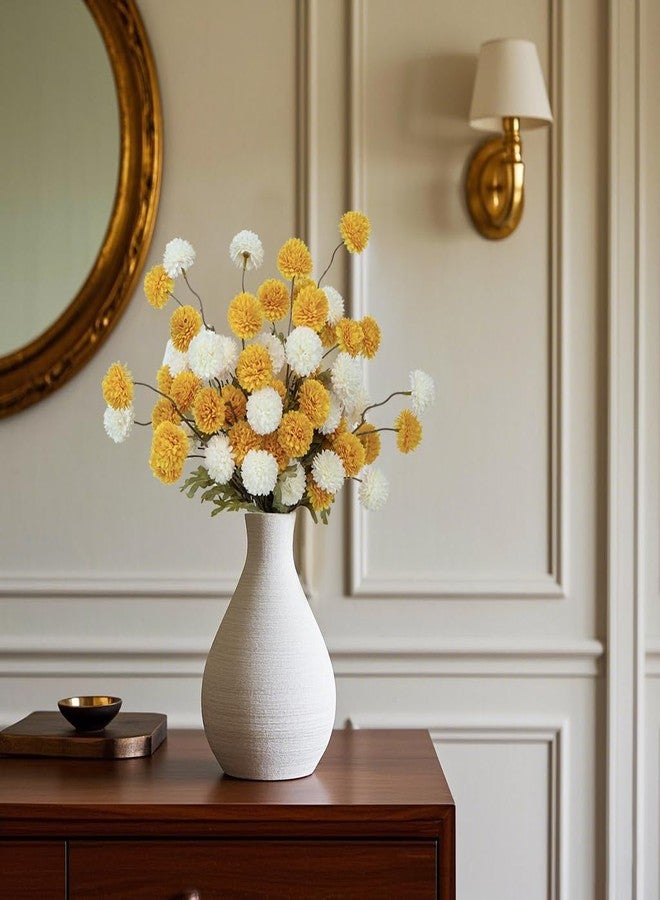 DuHouse 6pcs Artificial Flowers Faux Silk Pompon Mum,Silk Small Mini Chrysanthemum Ball with Stems for DIY Wedding Bouquets Centerpieces Vase Home Table Kitchen Decorations - Image 4