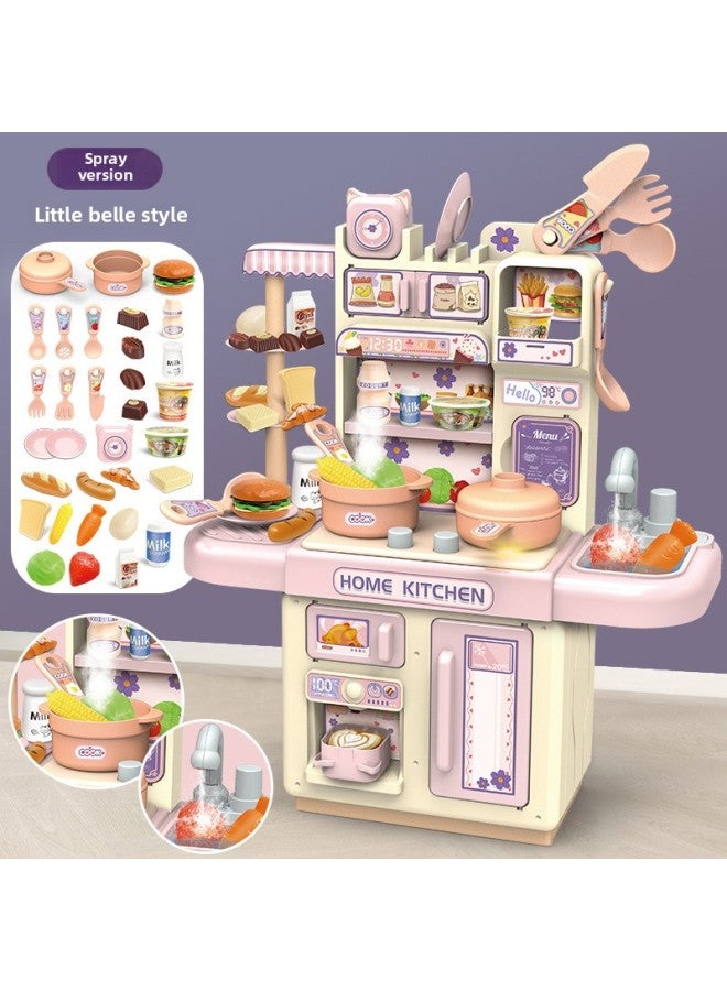 Children's Spray Play House Simulation Kitchen Toys Suit Boys And Girls Cooking And Cooking Parent-child Interactive Toys Wholesale-Color:Little Belle Style (spray Version) Mail Order Box-Specifications:With Rechargeable Battery Suit - Image 1