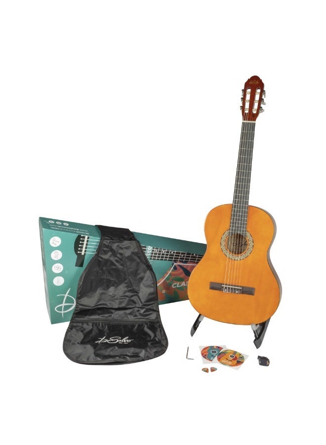 De Salvo Classical Guitar Kit CG44NTKIT – Full Size 4/4 Nylon String with Accessories - Image 1