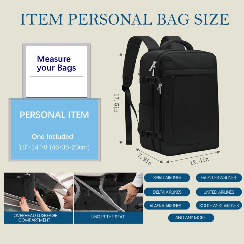 Lossga for Spirit Airlines Personal Item Bag 18x14x8 Inches Travel Bag Mens Travel Backpack for Women Fit Up to 17 inch Weekender Bags With Usb Charging Port Carry on Flight Approved - Image 2