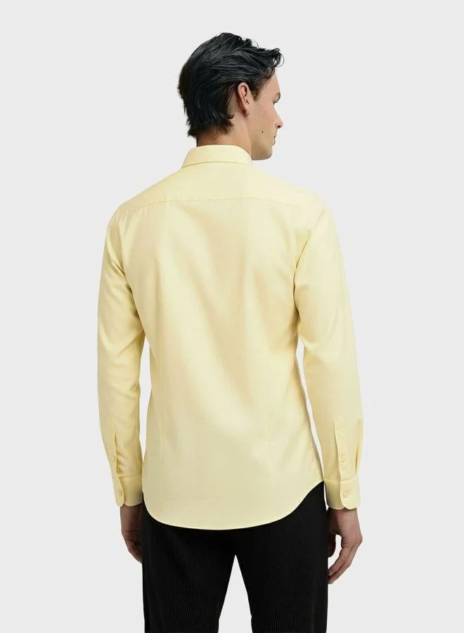 The Indian Garage Co Men Slim Fit Solid Round Neck Full Sleeves Shirt