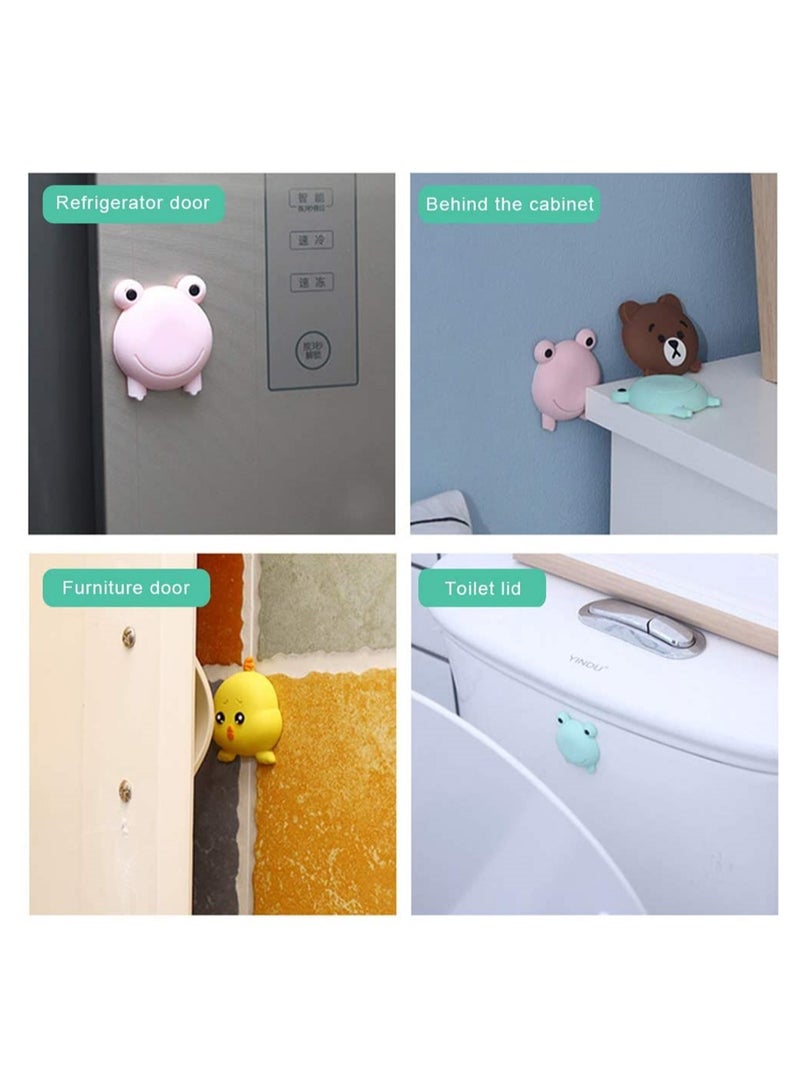 Door Knob Wall Shield 8 Pieces Door Knob Protection Cute Animal Silicone Wall Protector with Non-marking Sticker to Protect Wall Door Knob Fridge Door - Image 4