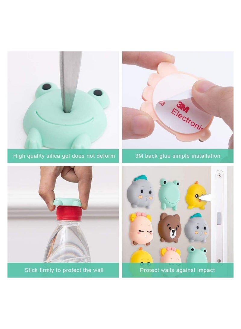 Door Knob Wall Shield 8 Pieces Door Knob Protection Cute Animal Silicone Wall Protector with Non-marking Sticker to Protect Wall Door Knob Fridge Door - Image 2