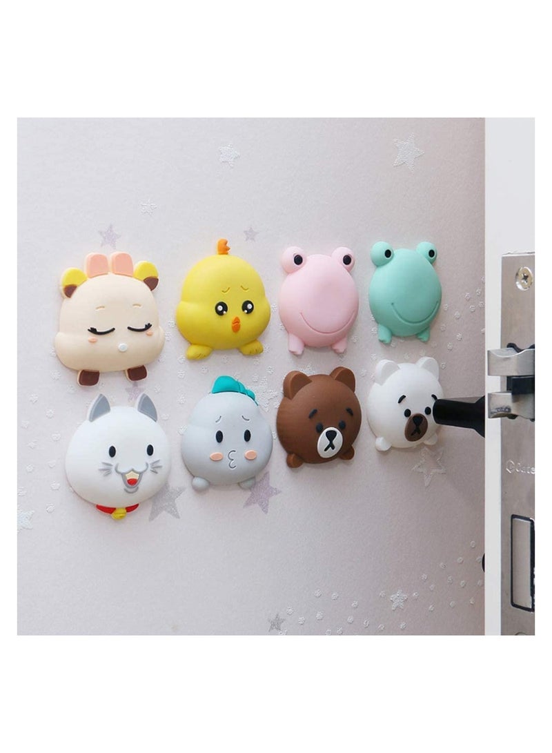 Door Knob Wall Shield 8 Pieces Door Knob Protection Cute Animal Silicone Wall Protector with Non-marking Sticker to Protect Wall Door Knob Fridge Door - Image 5