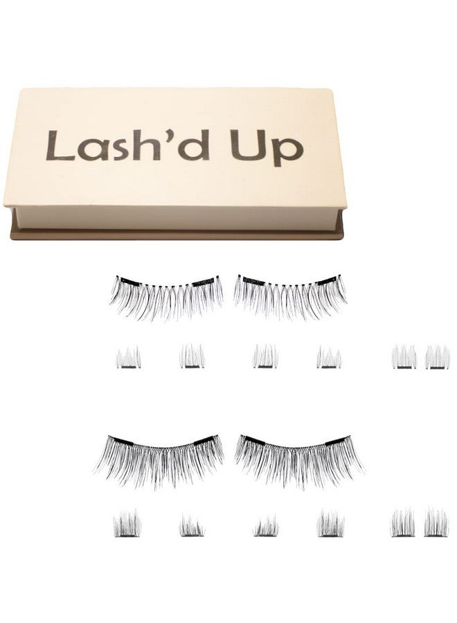 Lash'd Up (2 Pairs) Dual Magnetic Eyelashes Natural Look Full Lashes With Anchors No Magnetic Liner Needed (The Natural Duo 2 Magnets Complete Kit) - Image 1