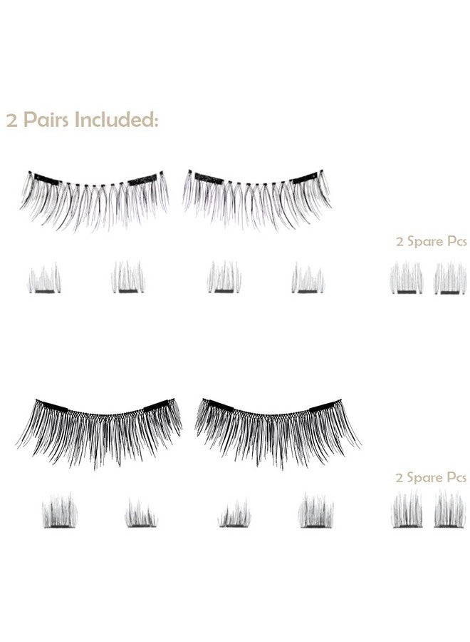 Lash'd Up (2 Pairs) Dual Magnetic Eyelashes Natural Look Full Lashes With Anchors No Magnetic Liner Needed (The Natural Duo 2 Magnets Complete Kit) - Image 3