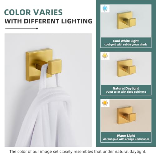 Angle Simple Towel Hook, SUS 304 Stainless Steel Hand Towel Holder for Bathroom, Wall Coat Hook, Brushed Dark Gold - Image 3