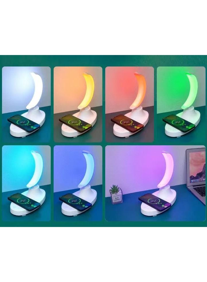 Modern Moon Led Table Lamp For Bedroom Wireless Charging Cell Phone Bluetooth Speaker  - Image 2