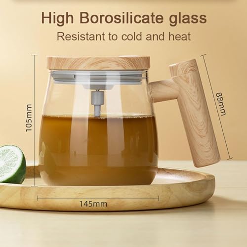 Home-Cloud HomeCloud Self Stirring Mug | High Borosilicate Glass Coffee Cup for Effortless Mixing – Perfect Travel Cup for Coffee, Milk, and Protein Shakes (400ML) (White) - Image 2