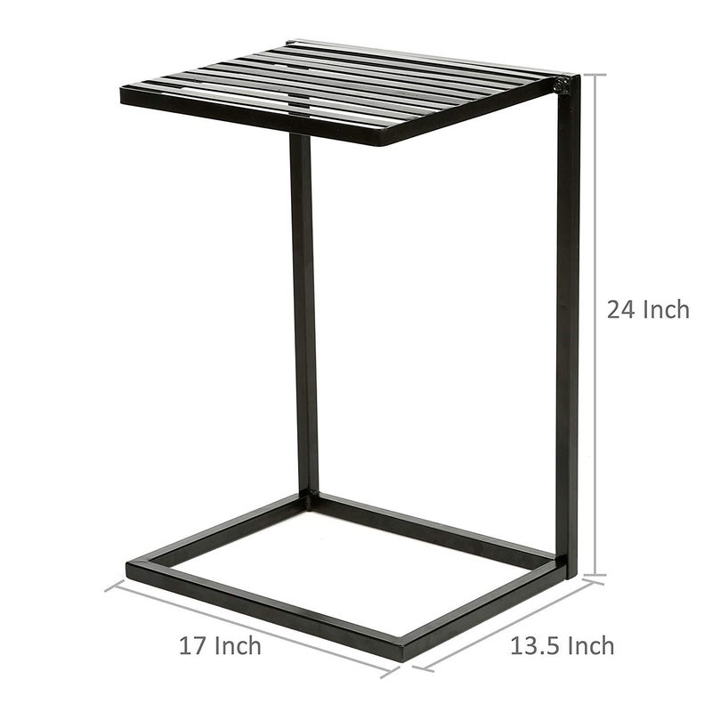 INDIAN DECOR INDIAN DECOR 11151 Slide Under Sofa Side Table Metal Slats Snacks and Laptop Tray Black  - Image 3