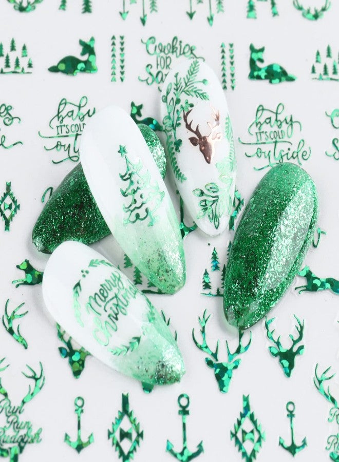 Vezocim Winter Nail Art Stickers, 3D Christmas Nail Self-Adhesive Sticker Design, Xmas Tree Snowflake Snowmen Elk Santa Claus Nail Art Decals Supplies, Women Girls Manicure Holiday Transfer Decal Decoration - Image 5