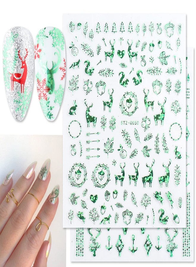 Vezocim Winter Nail Art Stickers, 3D Christmas Nail Self-Adhesive Sticker Design, Xmas Tree Snowflake Snowmen Elk Santa Claus Nail Art Decals Supplies, Women Girls Manicure Holiday Transfer Decal Decoration - Image 4