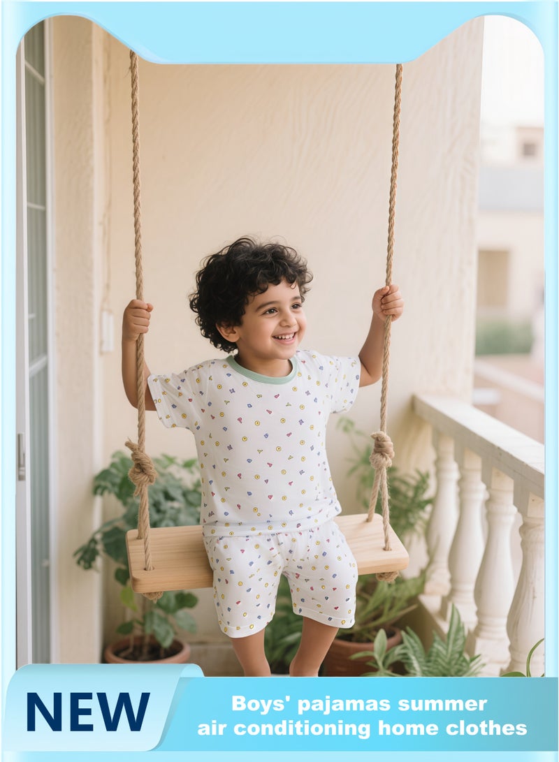Boys' sleepwear - short sleeved shorts, thin summer air conditioning home clothes, boy's underwear set  - Image 1