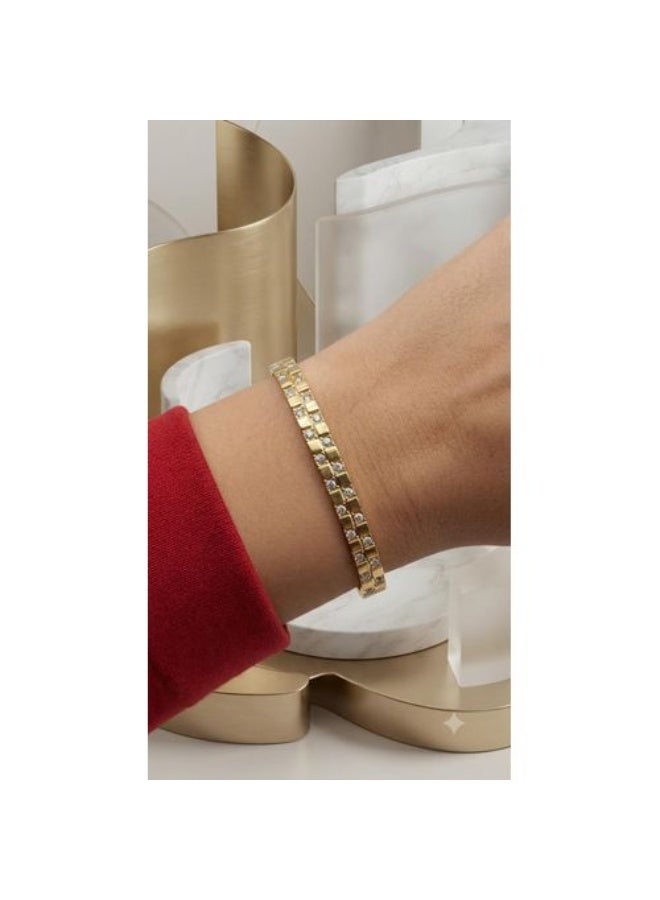 Gold Stainless Steel Pavé Crystal Bangle Bracelet