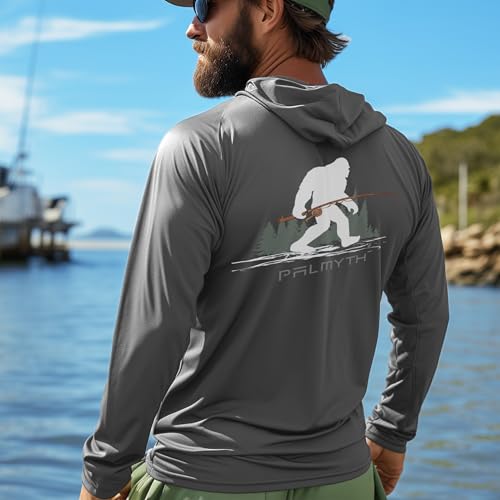 Palmyth Fishing Hoodie for Men Long Sleeve Sun Protection UV UPF 50+ Shirts（Charcoal/Bigfoot Fishing，M） - Image 5