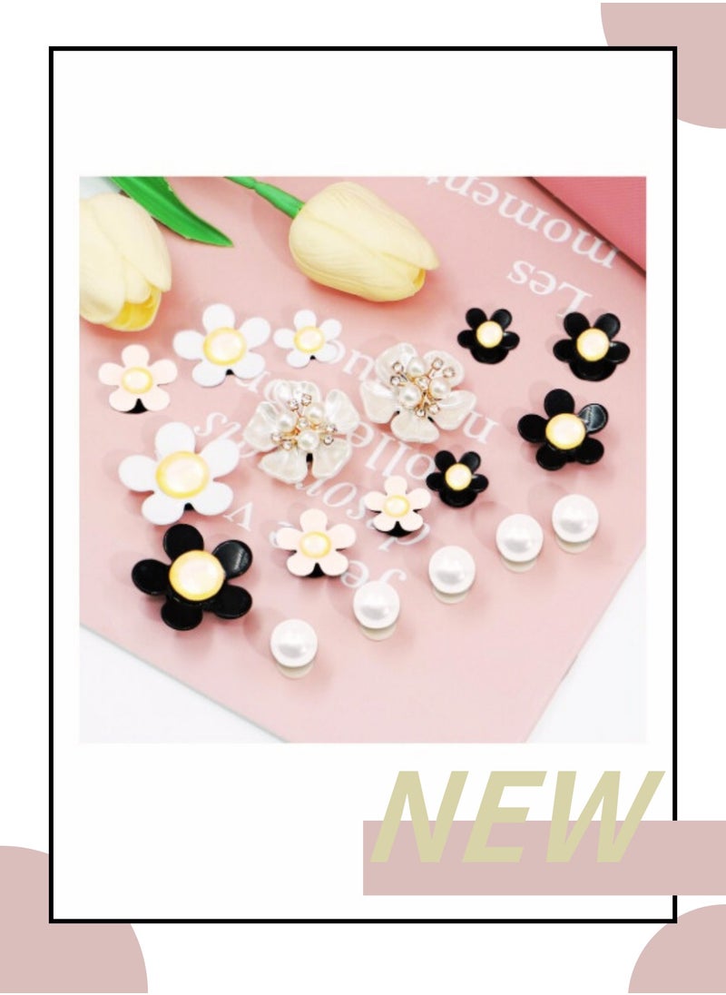 ILovhaprty Charms for Tote Bag, Pearls and Colorful Flowers for Tote Bag Accessories, Compatible with Women Rubber Beach Bag Tote Handbag Decoration（17 Pcs）  - Image 1
