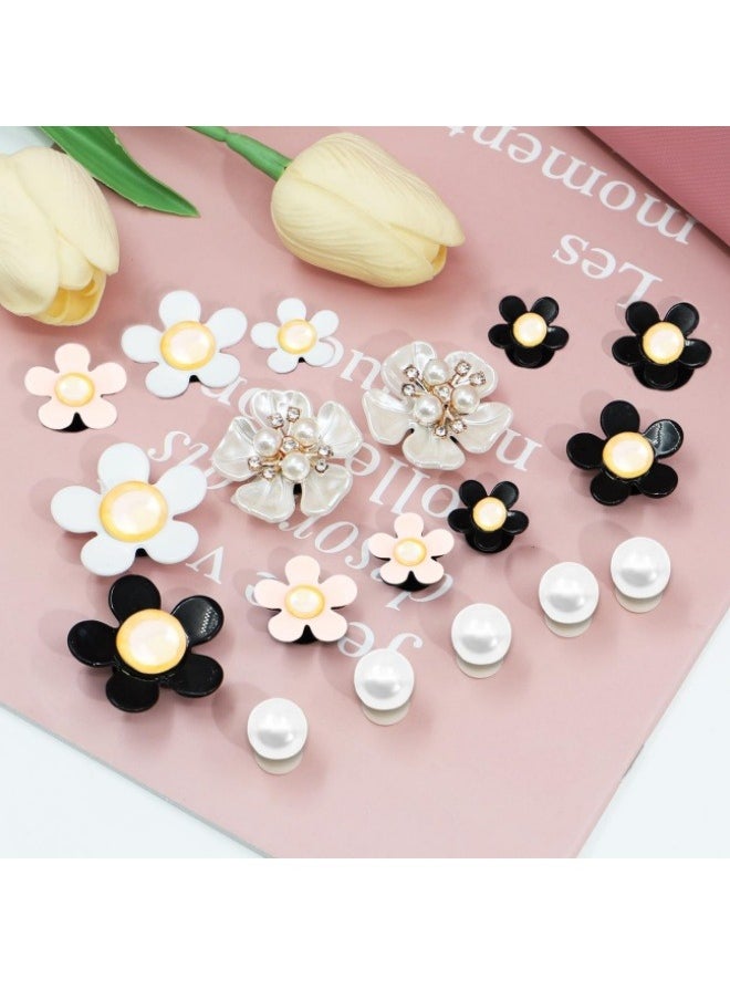 ILovhaprty Charms for Tote Bag, Pearls and Colorful Flowers for Tote Bag Accessories, Compatible with Women Rubber Beach Bag Tote Handbag Decoration（17 Pcs）  - Image 4