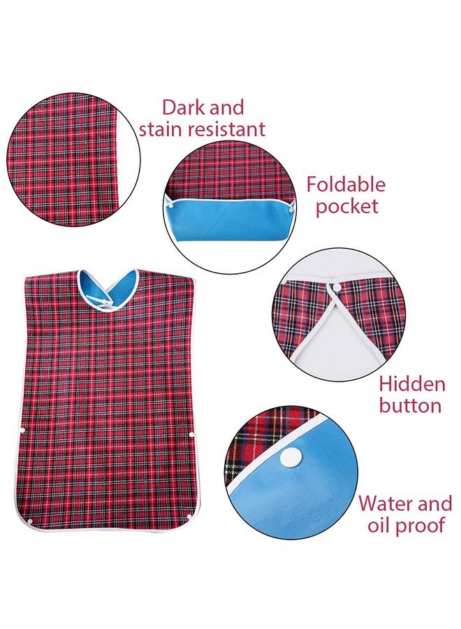 HASTHIP® Adult Bibs,Adult The Eldly Bib Adult Washable Dining Bibs for Elderly Red - Image 2