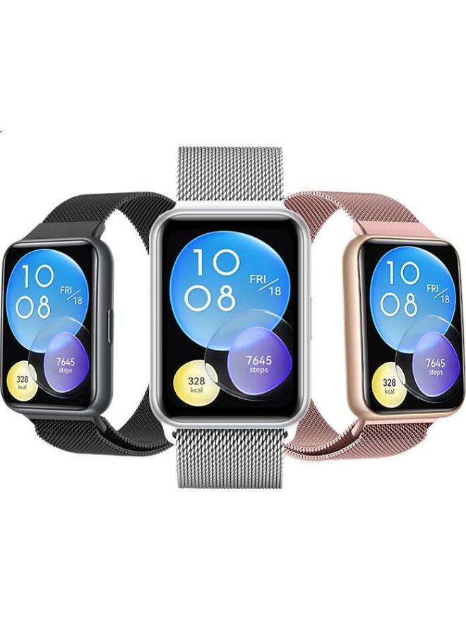 watchbond Watchband For Huawei Watch Fit2 Milanese Magnetic Wristband Smart Sports Huawei Bracelet Fit2 Fashion Men And Women Stainless Steel Watch Chain Accessories - Image 3