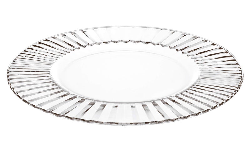 Barski European Glass Diamond Cut Design Clear Charger Plate 125 Diameter Made in Europe Set of 2