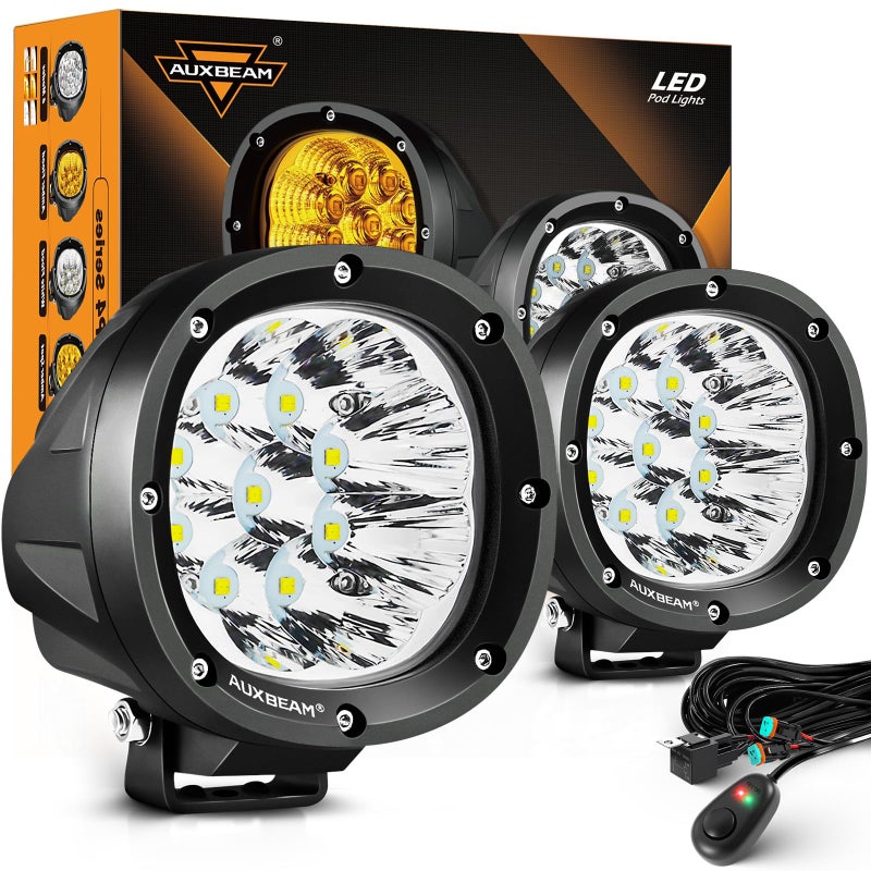 أضواء LED أوكسبيم P4 سلسلة 4 بوصة 90 واط دائرية للطرق الوعرة مصابيح بقعة LED بودات أضواء الطرق الوعرة 4x4 4WD بار ضوء القيادة تركيب على الرفارف الأمامية زوج