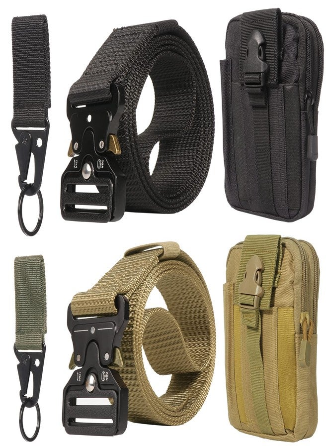 abcGoodefg 2 Pack Tactical Belt & EDC Molle Pouch & Snap Hook, Military Belts with Heavy Duty Quick Release Metal Buckle, Security Molle Waist Bag Waist Work Belts for Outdoor Sports Camping Hunting - Image 1
