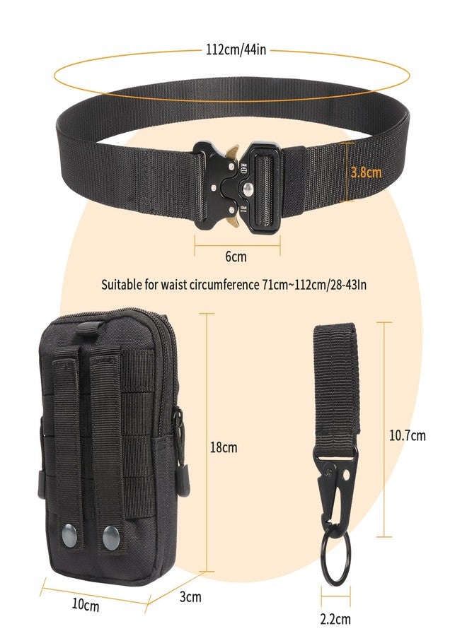 abcGoodefg 2 Pack Tactical Belt & EDC Molle Pouch & Snap Hook, Military Belts with Heavy Duty Quick Release Metal Buckle, Security Molle Waist Bag Waist Work Belts for Outdoor Sports Camping Hunting - Image 3