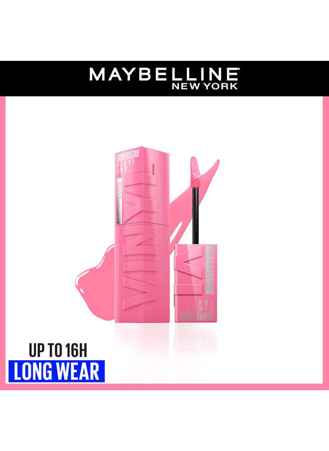 MAYBELLINE NEW YORK - SuperStay Vinyl Ink Longwear Transfer Proof Gloss Lipstick, 155 UpBeat, Pink Mix - Image 1