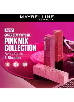 MAYBELLINE NEW YORK SuperStay Vinyl Ink Longwear Transfer Proof Gloss Lipstick, 155 UpBeat, Pink Mix  - Image 5