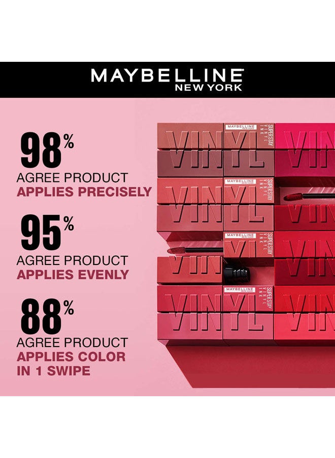 MAYBELLINE NEW YORK - SuperStay Vinyl Ink Longwear Transfer Proof Gloss Lipstick, 155 UpBeat, Pink Mix - Image 1