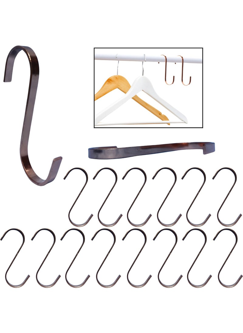 ORTUK 12pcs Heavy Duty Hanging S Hooks, Strong Metal Indoor Outdoor S Shaped Hooks for Hanging Pan, Pots, Garden Plants, Bags, Towel, Cups, Jeans, Workshop Kitchen Utensils, Bathroom Window 3.8cm Mouth Size  - Image 1